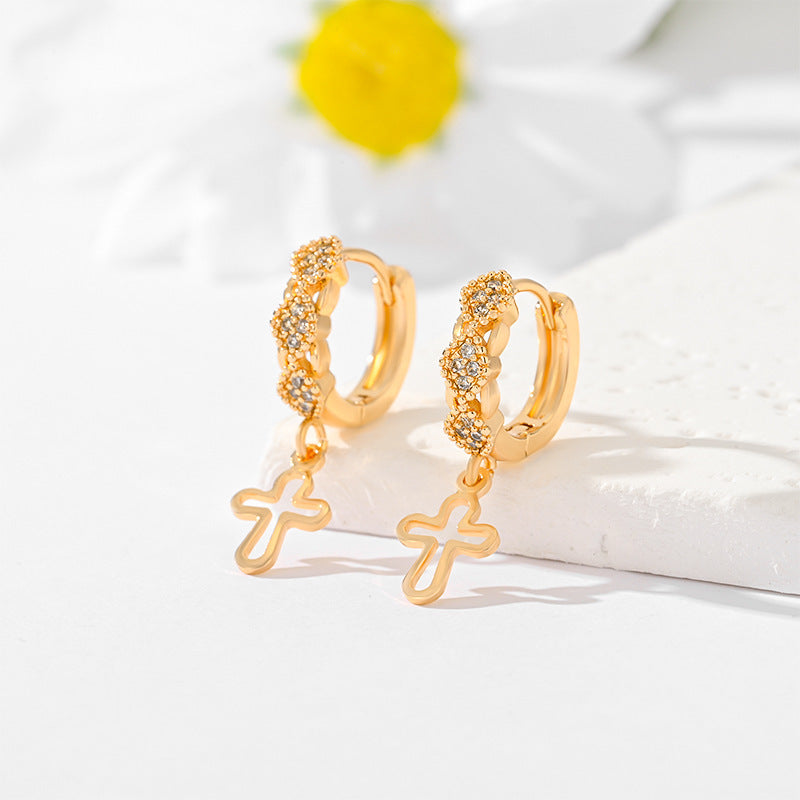 Popular Multi-Style Gold-Plated Cross Earrings