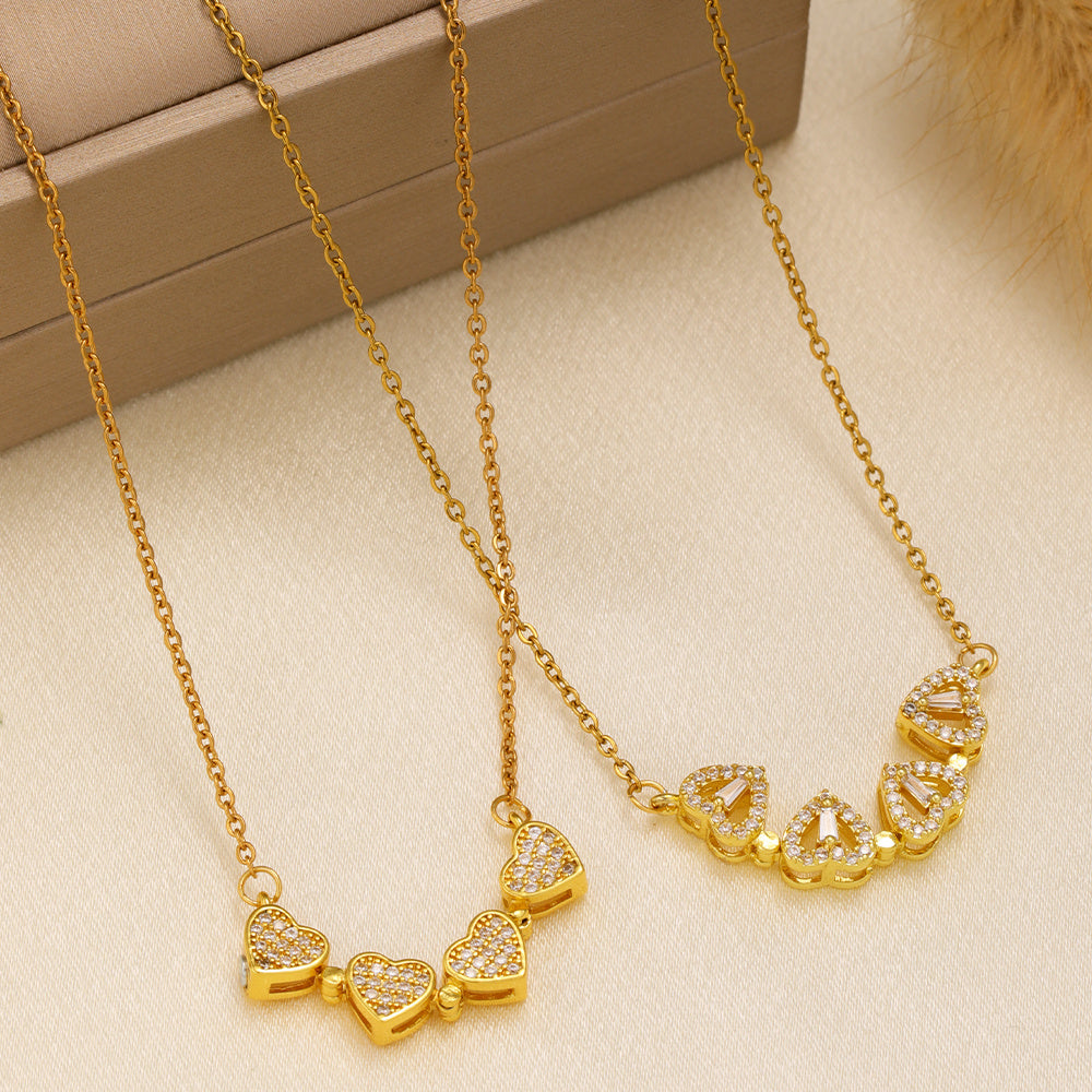 Fashion Zircon Heart-Shaped Magnetic Four-Leaf Necklace – for Daily Wear & Dinner Parties