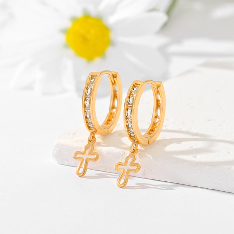 Popular Multi-Style Gold-Plated Cross Earrings