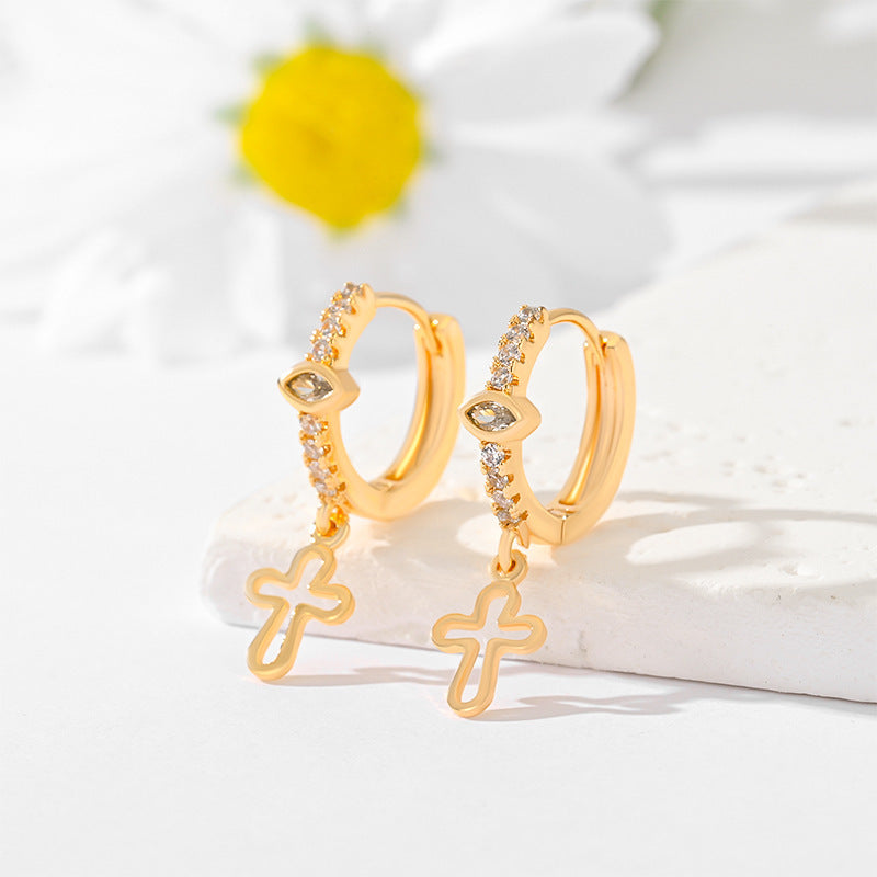 Popular Multi-Style Gold-Plated Cross Earrings