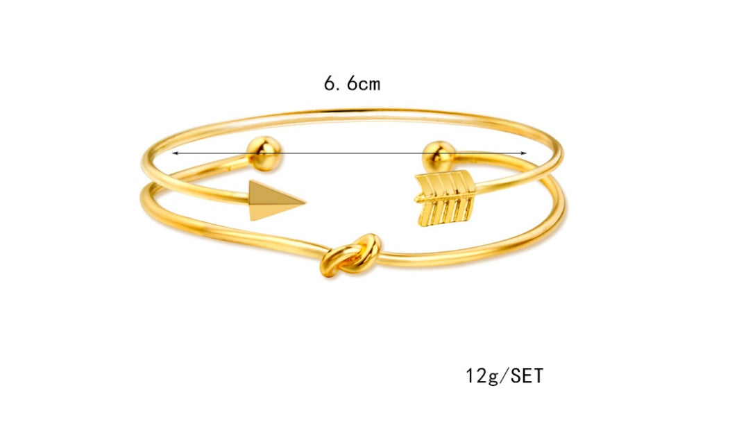 Gold Crystal Wedding Bracelet Set – CZ Heart Bangles