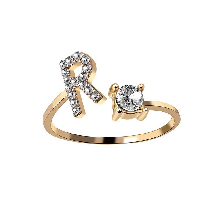 New Adjustable 26 Initial Letter Ring – Simple & Elegant Fashion Jewelry for Women