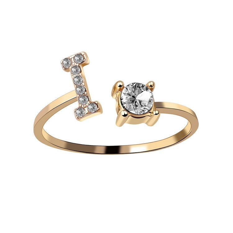 New Adjustable 26 Initial Letter Ring – Simple & Elegant Fashion Jewelry for Women