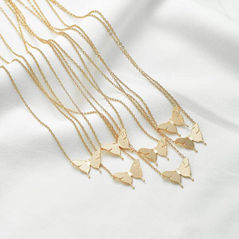 Simple Geometric Butterfly Pendant Necklace