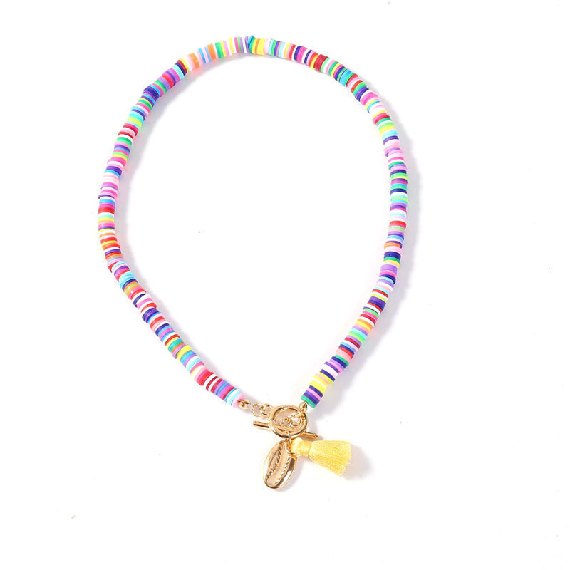 Bohemian Shell Tassel Necklace – Colorful Beaded Choker for Women