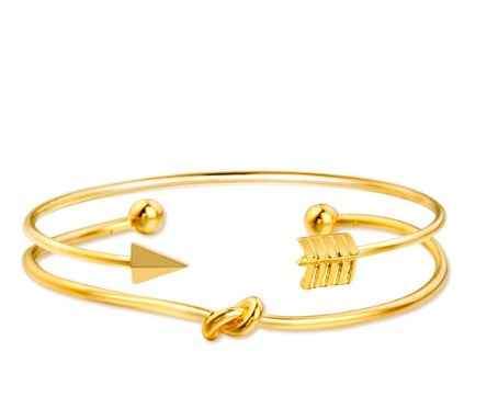 Gold Crystal Wedding Bracelet Set – CZ Heart Bangles