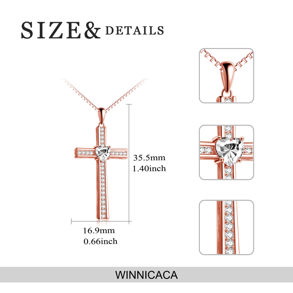 Rose Gold Birthstone Cross Necklace
