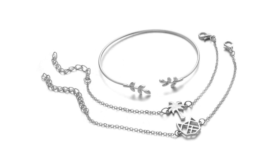 Gold Crystal Wedding Bracelet Set – CZ Heart Bangles