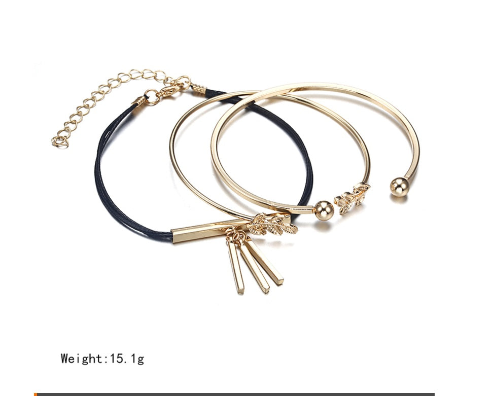 Gold Crystal Wedding Bracelet Set – CZ Heart Bangles