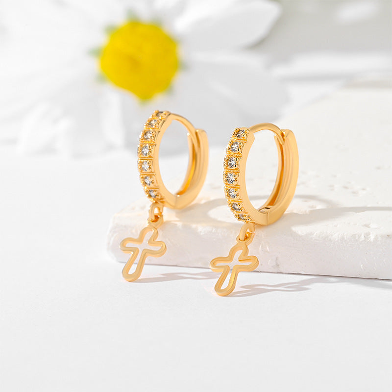 Popular Multi-Style Gold-Plated Cross Earrings