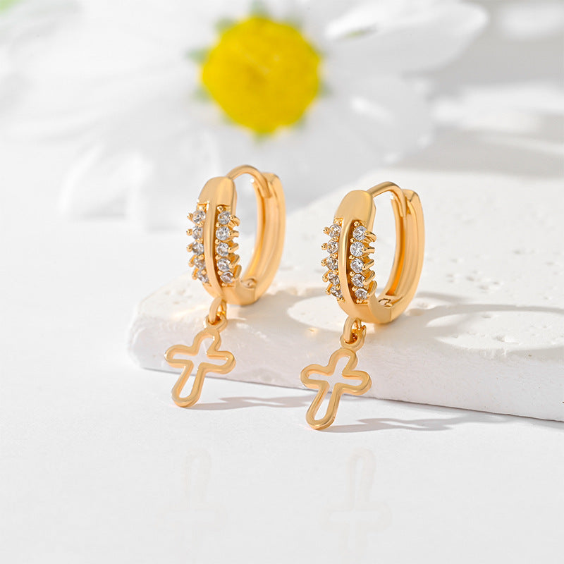 Popular Multi-Style Gold-Plated Cross Earrings