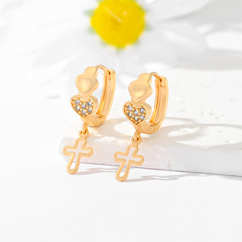 Popular Multi-Style Gold-Plated Cross Earrings