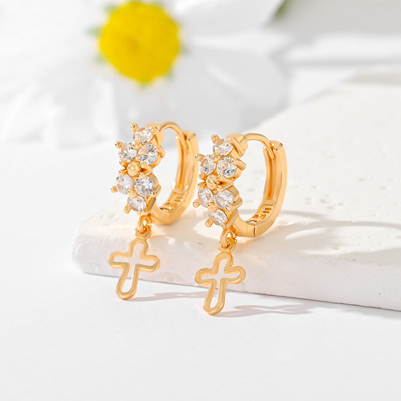 Popular Multi-Style Gold-Plated Cross Earrings