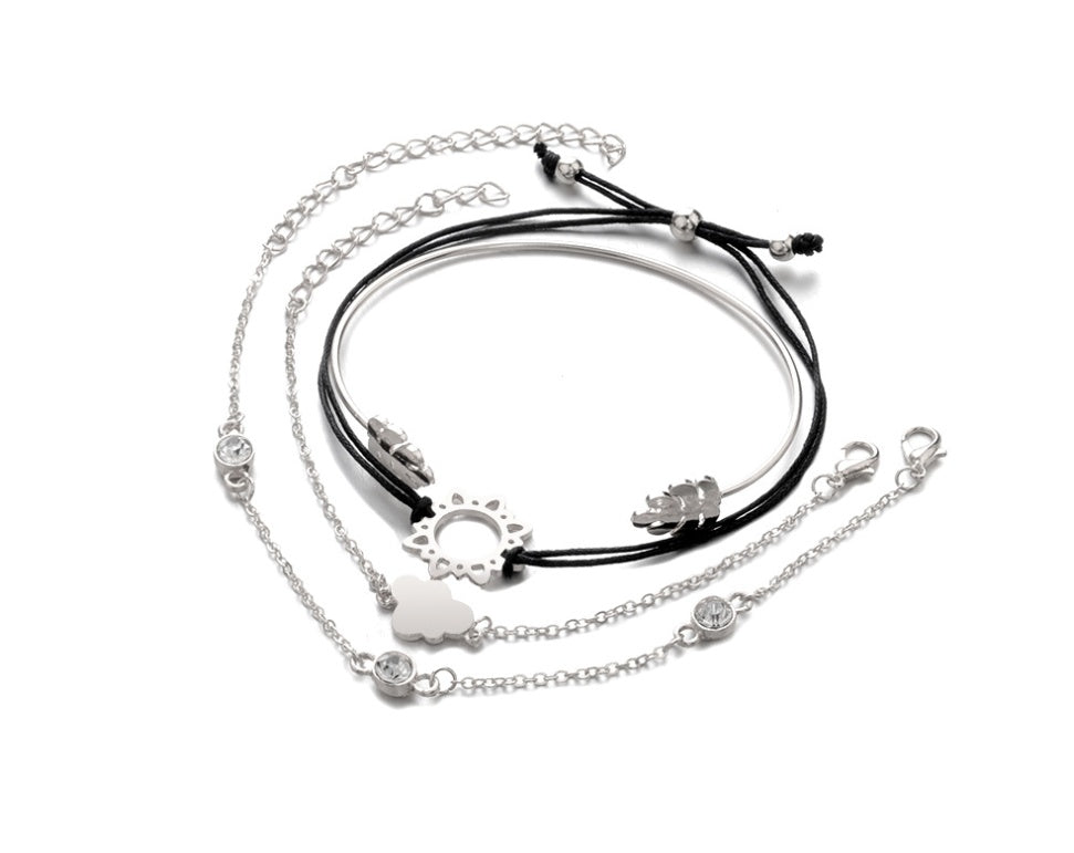 Gold Crystal Wedding Bracelet Set – CZ Heart Bangles