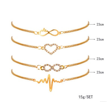 Gold Crystal Wedding Bracelet Set – CZ Heart Bangles
