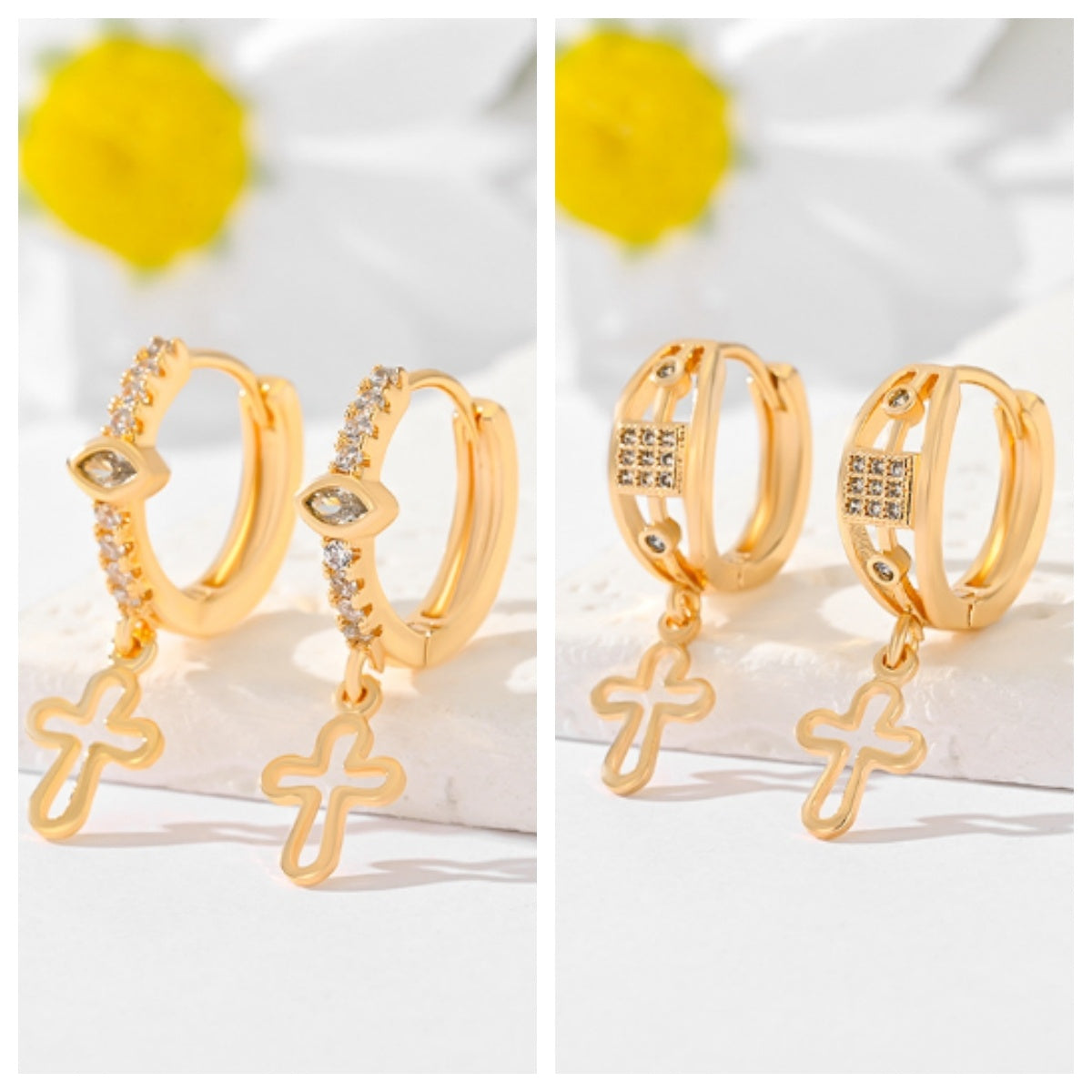 Popular Multi-Style Gold-Plated Cross Earrings