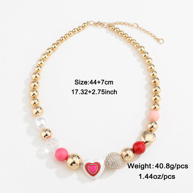 Fashion Heart & Peach Pearl Bracelet Set – Original Design