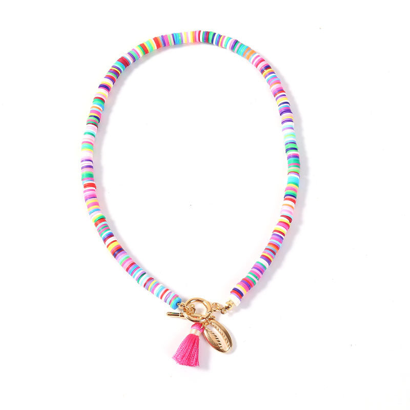 Bohemian Shell Tassel Necklace – Colorful Beaded Choker for Women