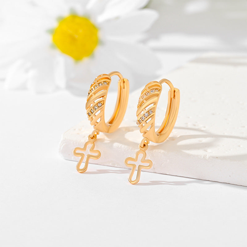 Popular Multi-Style Gold-Plated Cross Earrings