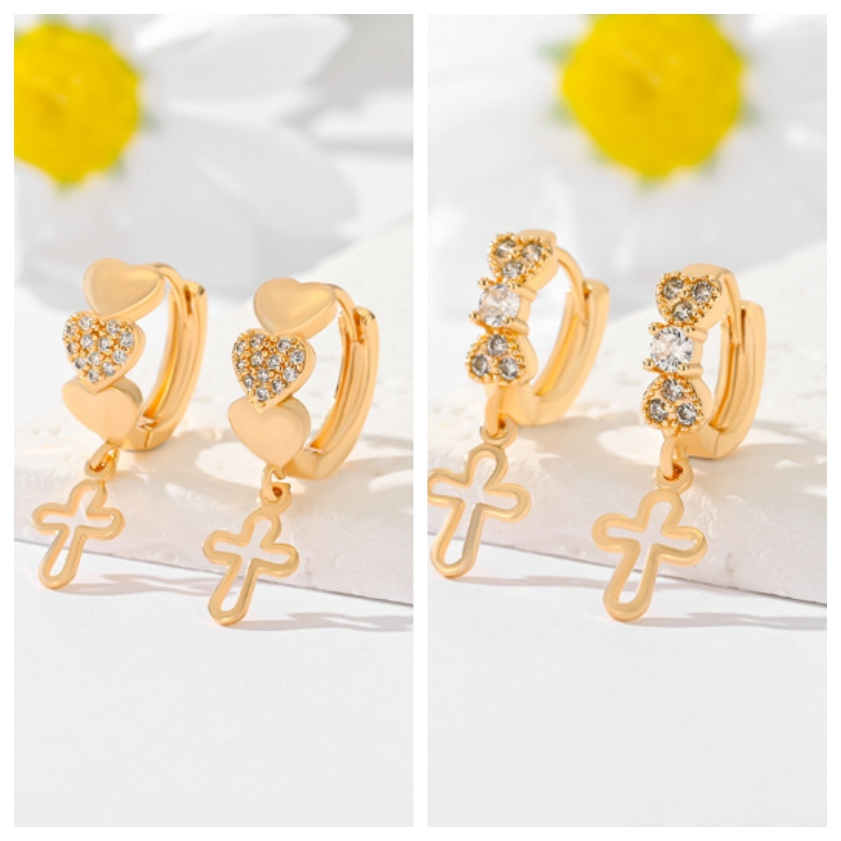 Popular Multi-Style Gold-Plated Cross Earrings