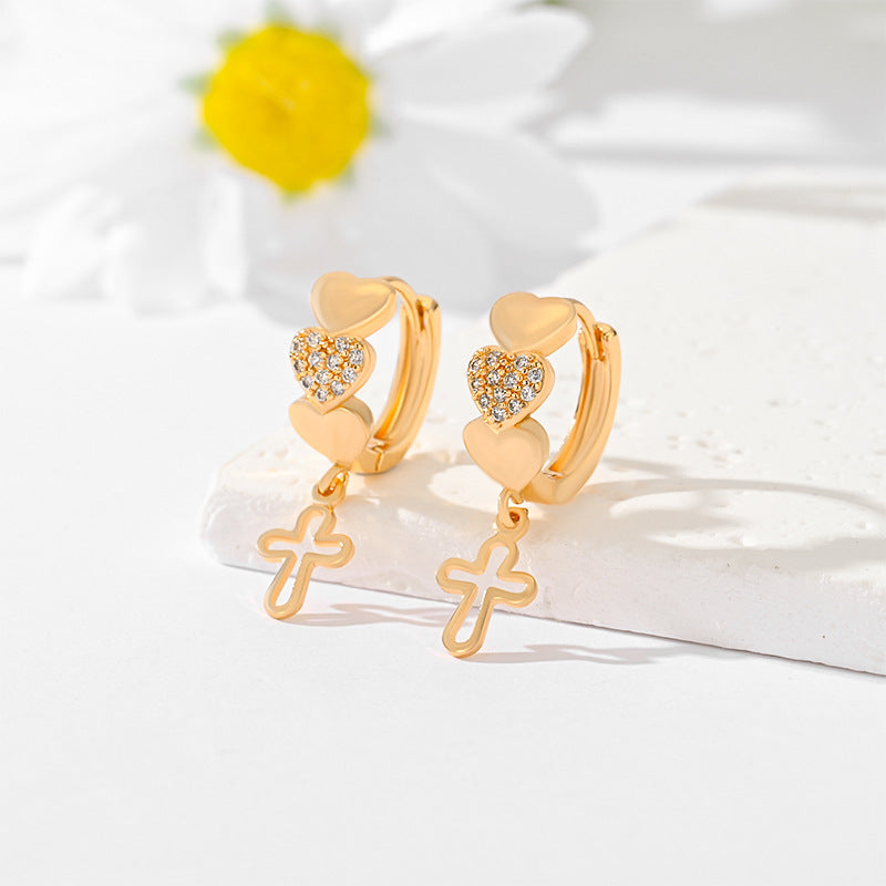 Popular Multi-Style Gold-Plated Cross Earrings