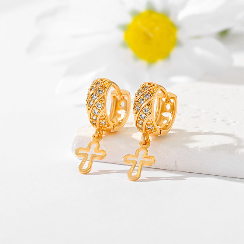 Popular Multi-Style Gold-Plated Cross Earrings