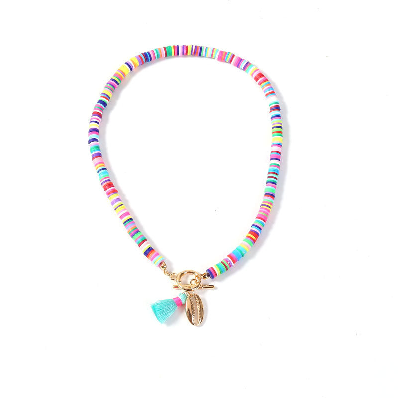 Bohemian Shell Tassel Necklace – Colorful Beaded Choker for Women