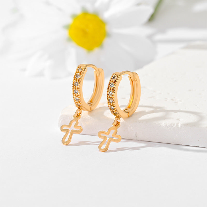 Popular Multi-Style Gold-Plated Cross Earrings