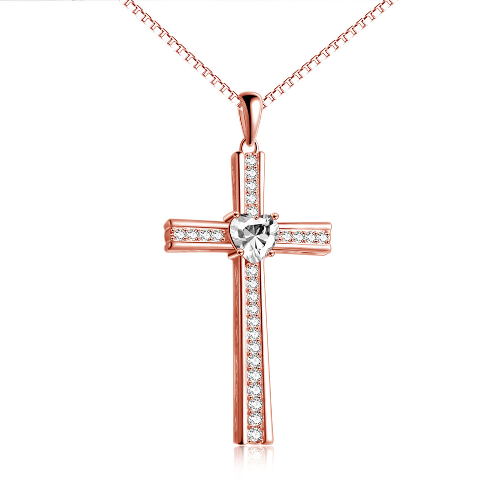 Rose Gold Birthstone Cross Necklace
