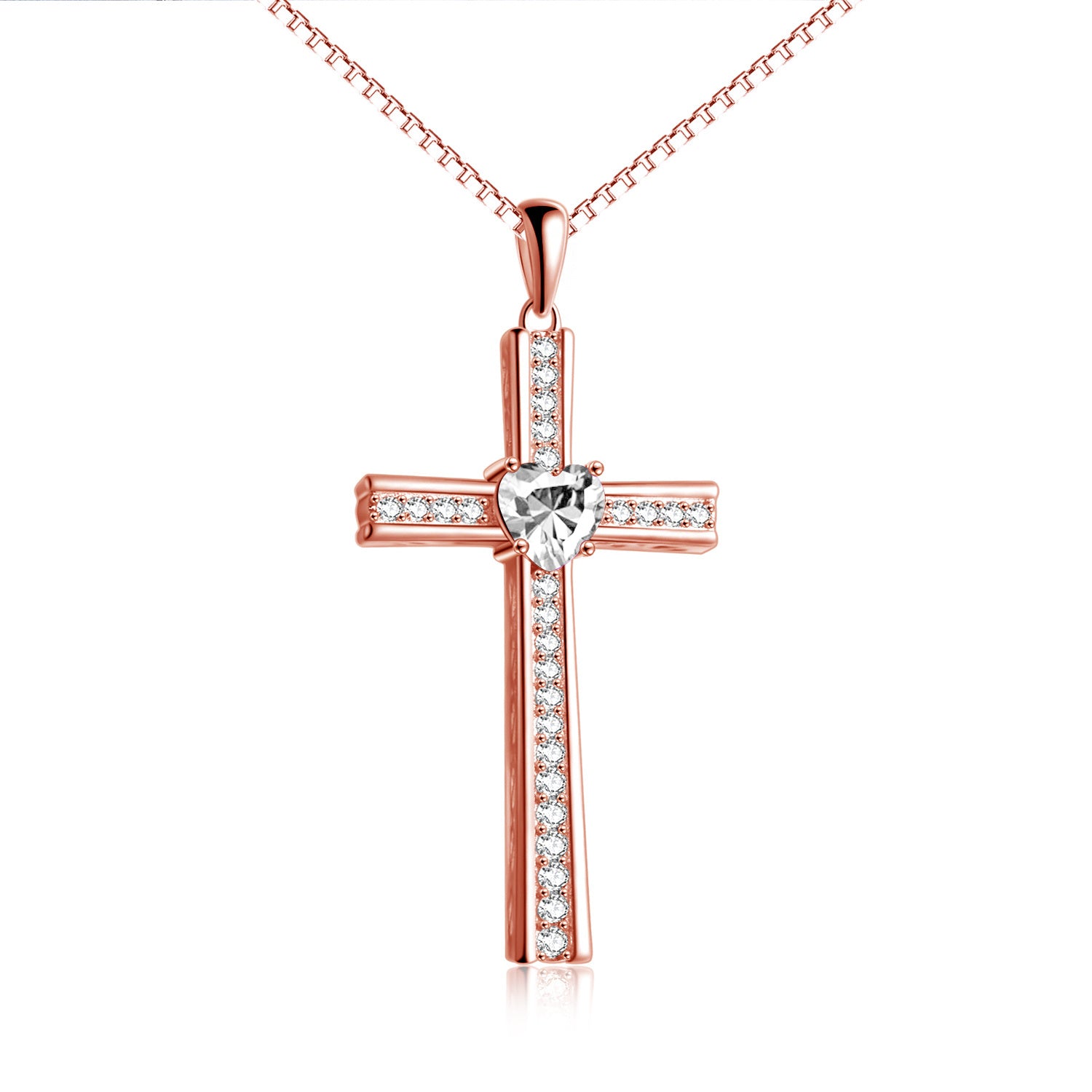 Rose Gold Birthstone Cross Necklace