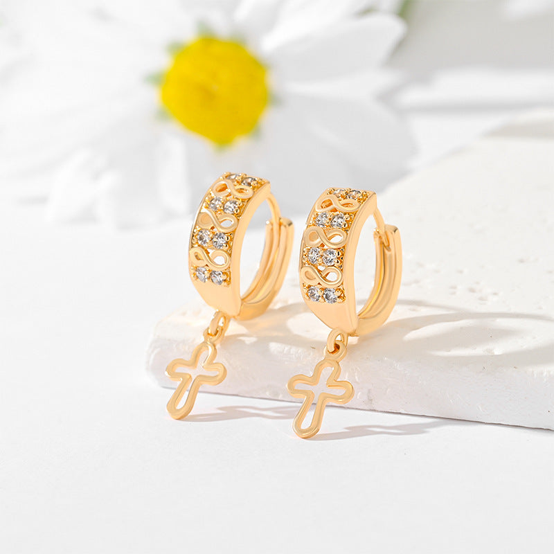 Popular Multi-Style Gold-Plated Cross Earrings