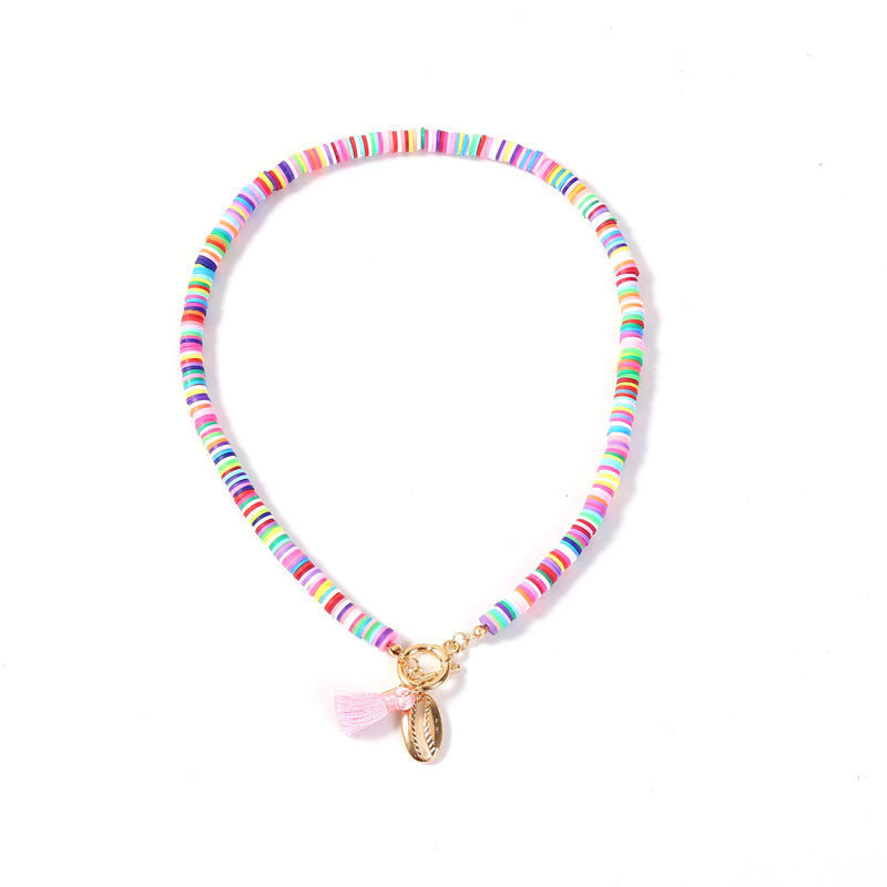 Bohemian Shell Tassel Necklace – Colorful Beaded Choker for Women