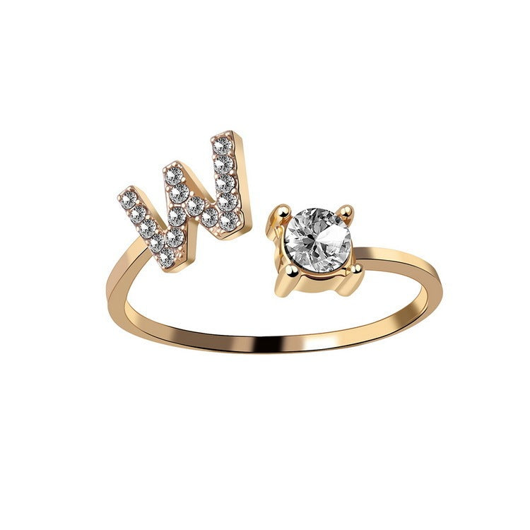 New Adjustable 26 Initial Letter Ring – Simple & Elegant Fashion Jewelry for Women