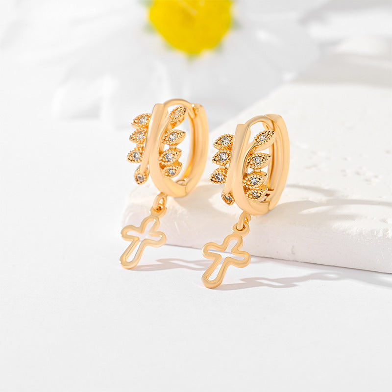 Popular Multi-Style Gold-Plated Cross Earrings