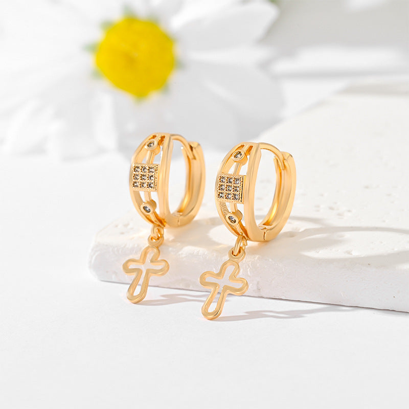 Popular Multi-Style Gold-Plated Cross Earrings