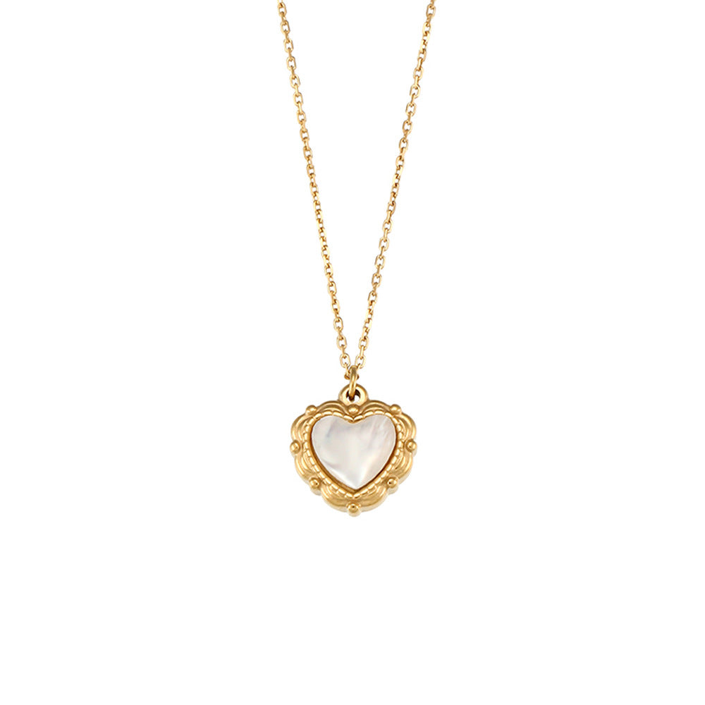 18K Gold-Plated Vintage Shell Love Pendant Necklace – Stainless Steel Light Luxury Jewelry