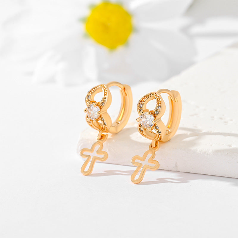 Popular Multi-Style Gold-Plated Cross Earrings