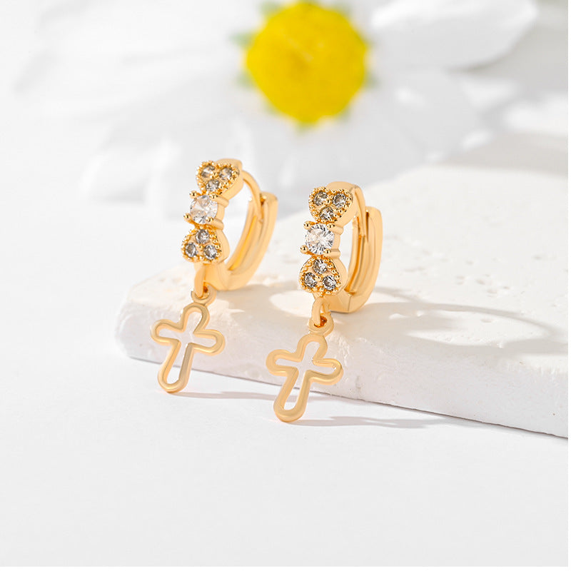 Popular Multi-Style Gold-Plated Cross Earrings