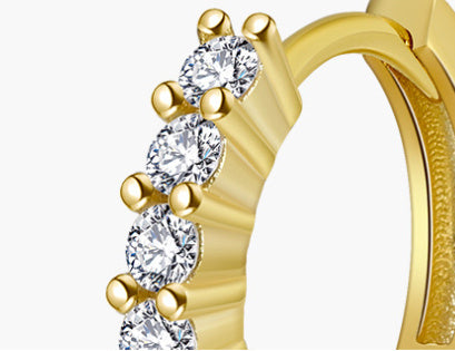 S925 Sterling Silver 14K Gold Plain Earrings