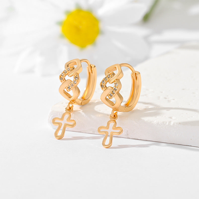Popular Multi-Style Gold-Plated Cross Earrings