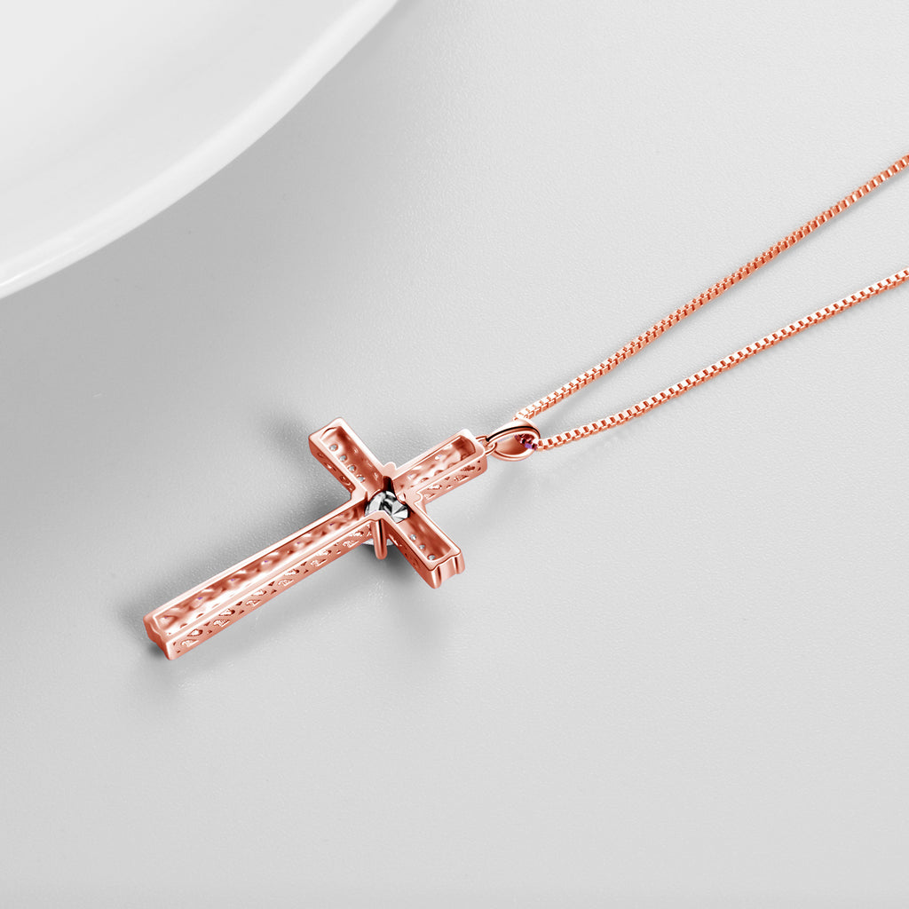 Rose Gold Birthstone Cross Necklace