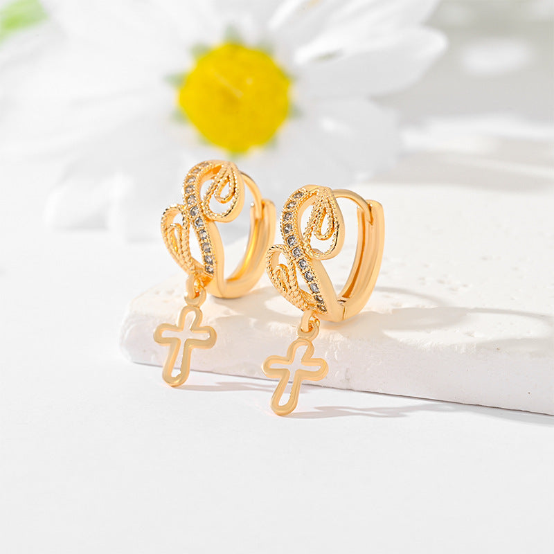 Popular Multi-Style Gold-Plated Cross Earrings