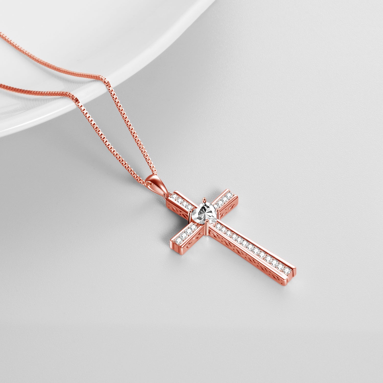 Rose Gold Birthstone Cross Necklace