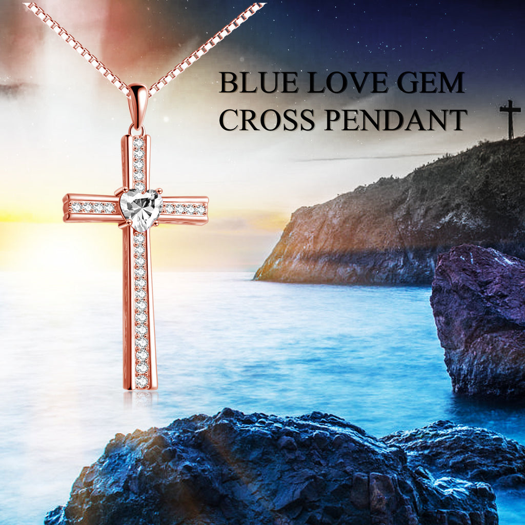 Rose Gold Birthstone Cross Necklace