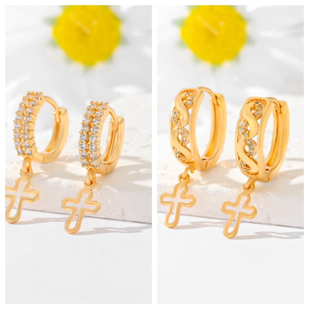 Popular Multi-Style Gold-Plated Cross Earrings