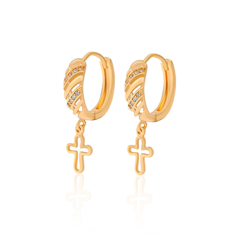 Popular Multi-Style Gold-Plated Cross Earrings