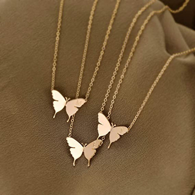 Simple Geometric Butterfly Pendant Necklace