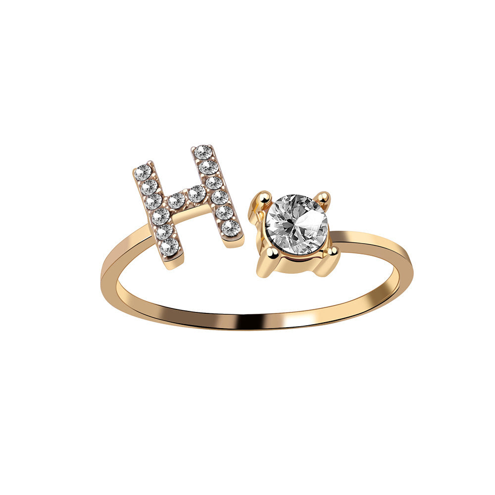 New Adjustable 26 Initial Letter Ring – Simple & Elegant Fashion Jewelry for Women