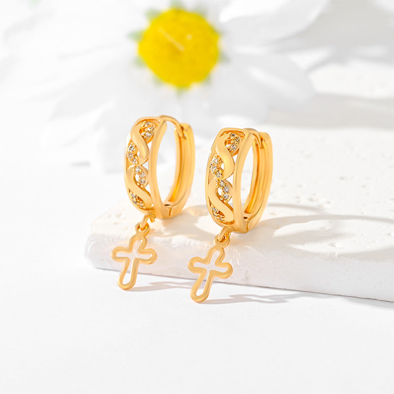 Popular Multi-Style Gold-Plated Cross Earrings