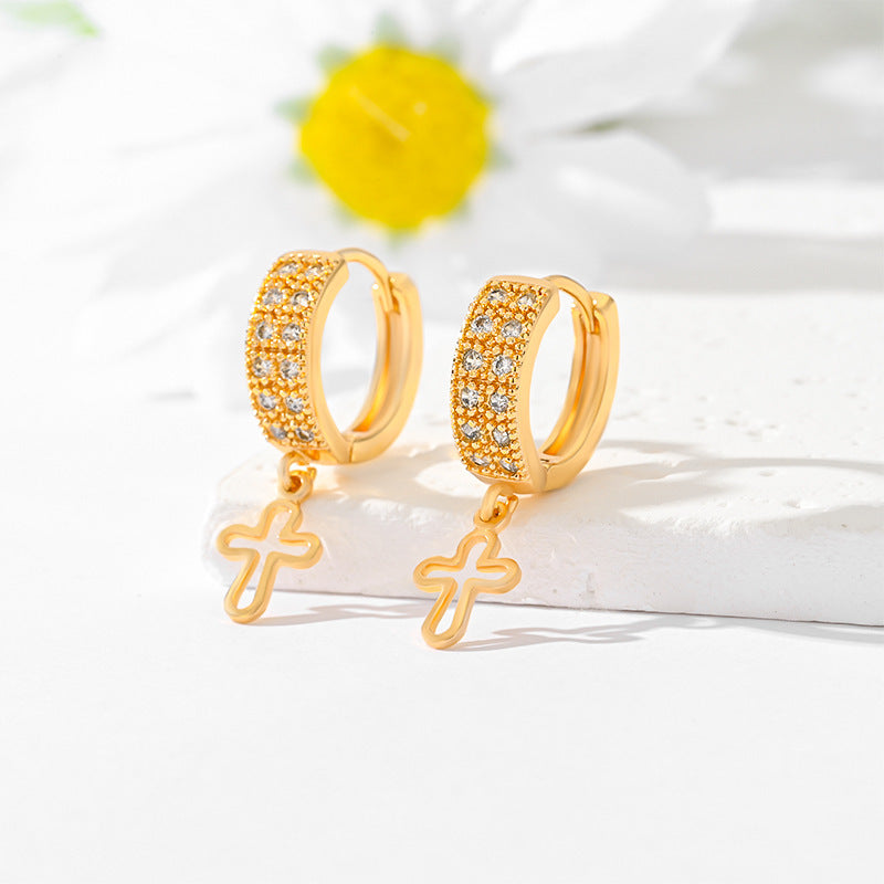 Popular Multi-Style Gold-Plated Cross Earrings